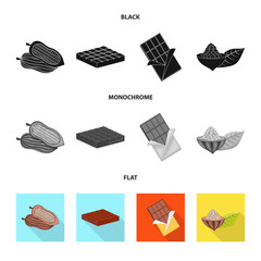 Vector design of food and yummy symbol. Set of food and brown   vector icon for stock.