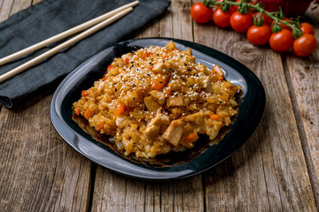 chicken with rice in Chinese sauce