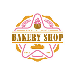 Bakery logo template, vector illustration. Bakery shop emblem, vintage retro style