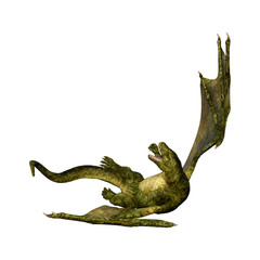 3D Rendering Fairy Tale Dragon on White