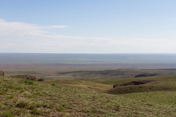 Obraz premium spring in the Kazakh steppes among the hills
