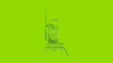 Lime Green Windmill 3d illustration  