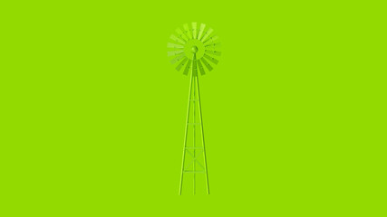 Lime Green  Old Traditional Farm Wind Turbine 3d illustration 