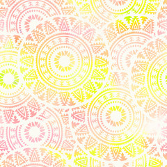 Abstract boho watercolor hand painted seamless background.