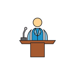speaker with microphone vector icon isolated on white background