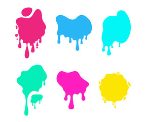 Dripping paint, liquid stains. Color easy to edit. Vector illustration.