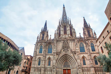 Fototapeta na wymiar The Cathedral of the Holy Cross and Saint Eulalia in Barcelona