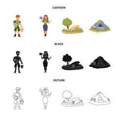 Vector illustration of nature  and fun  logo. Collection of nature  and entertainment vector icon for stock.