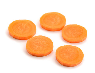Few carrot slices on white
