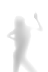 silhouette of a naked girl on a white background