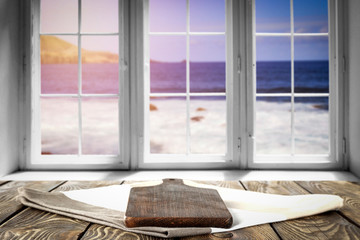 Desk of free space and summer window space 