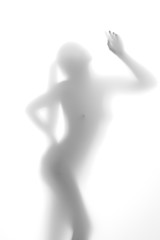 silhouette of a naked girl on a white background