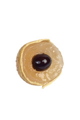 close up Half of longan fruit with white isolate background 