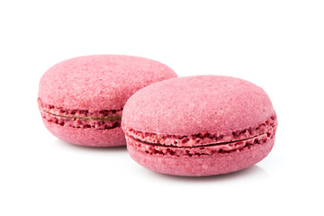 Pink macarons cookies isolated.