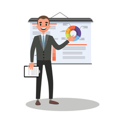 Businessman make presentation with graph and chart
