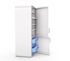 White Refrigerator Isolated. 3D rendering