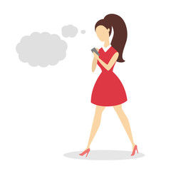 Woman walking and chatting in mobile phone