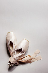 Cropped Shot Of Ballet Shoes. Abstract Ballet Background. Ballet Background.