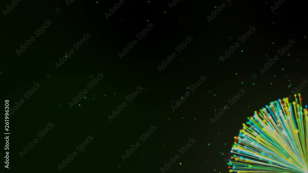 Poster colorful particles and strings spreading