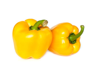 yellow bell pepper on white background.
