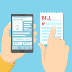 Pay bills online using smartphone concept. Mobile payment