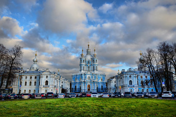 One of the most beautiful churches in St. Petersburg is Smolny Cathedral.