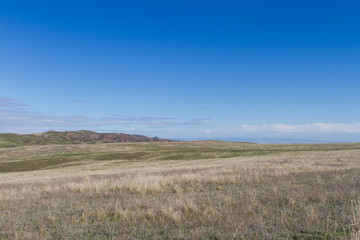spring in the Kazakh steppes among the hills