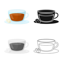 Isolated object of cup and tea sign. Collection of cup and breakfast stock symbol for web.