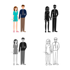 Vector design of couple  and young  symbol. Set of couple  and husband vector icon for stock.