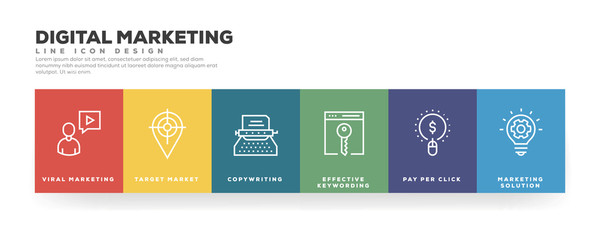 Digital Marketing Line Icon Design