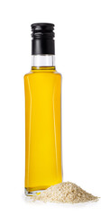 sesame oil in glass bottle