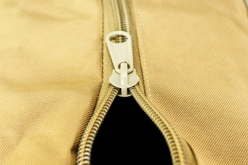 zipper bag color khaki texture.