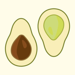 Vector fresh avocado.Cartoon  FLAT style 