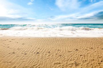 Summer background of beach and sea. Free space for your decoration. 