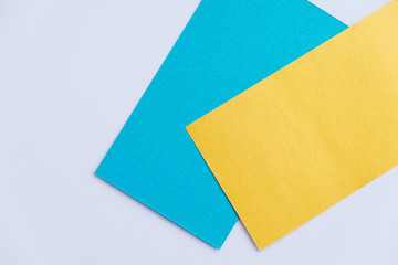Mix of blue, yellow colors of design paper.