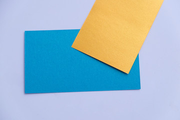 Mix of blue, yellow colors of design paper.