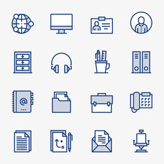 Business Life Colored Outline Icons. Pixel Perfect