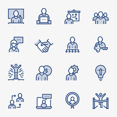 Business People Colored Outline Icons. Pixel Perfect