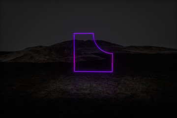 colorful glowing lines with dark mountain background, 3d rendering