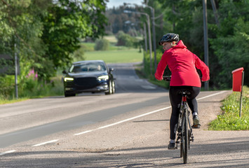 Woman bicycling