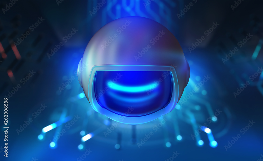 Aufkleber Global computer monitoring network. Artificial intelligence drone 3D illustration. Future wireless technologies