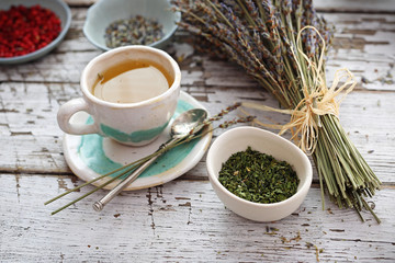 Herbal infusion of herbs with the addition of lavender. An aromatic tea for calming.