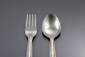 Stainless steel spoon and fork
