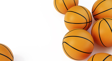 Background basketball ballls  on a white background 3D illustration, 3D rendering