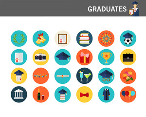 graduates concept flat icons.