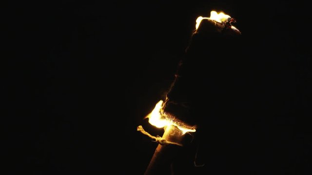 Torch on fire in pure darkness | SLOW MOTION