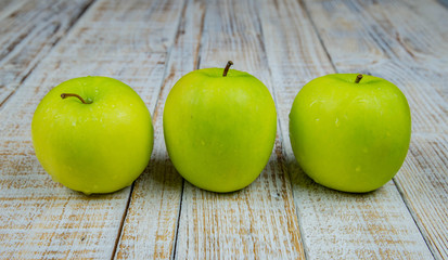 fresh green apple on white background