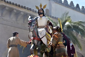 Rollo Jesus statue in Palm Sunday procession depicting Jesus and his triumphal entrance into Jerusalem, Cordoba, Spain © akturer