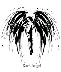 Angel girl. Dark angel. Vector image of beauty fashion angel girl. Fashion angel.