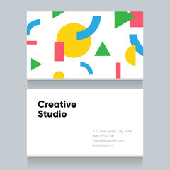 Business card template with geometric shape pattern background, version 1.